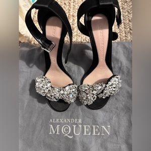 Alexander McQueen Swarovski Crystal bow sandals, 37.5 NYE holiday sandal